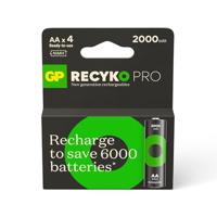 GP Batterijen ReCyko Pro AA Ni-Mh oplaadbare batterij, 1,2 volt, kaart van 4