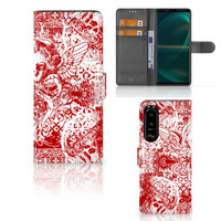 Telefoonhoesje met Naam Sony Xperia 5III Angel Skull Rood - thumbnail