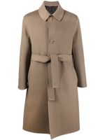 FENDI manteau en laine à taille ceinturée - Marron