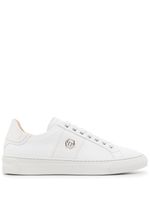 Philipp Plein baskets en cuir à plaque logo - Blanc