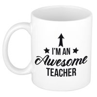 Awesome teacher cadeau mok/beker wit 300 ml