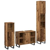 vidaXL 3-delige Badkamermeubel Set Oud Hout Gefabriceerd Hout
