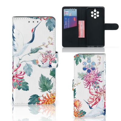 Nokia 9 PureView Telefoonhoesje met Pasjes Bird Flowers