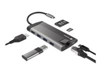 Natec MULTIPORT Fowler Plus USB-C-HUB USB 3.0 3X HDMI 4K USB-C PD RJ45 SD Micro SD