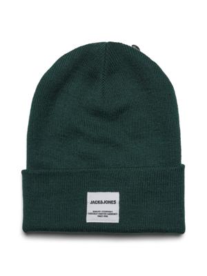 Jack and Jones Beanie Donkergroen Brede Rand Acryl