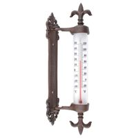 Wandthermometer gietijzer Franse lelies voor binnen en buiten