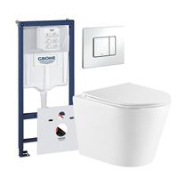 QeramiQ Dely Toiletset - Grohe inbouwreservoir - witte bedieningsplaat - toilet - zitting - glans wit 0720003/0729205/sw543431/