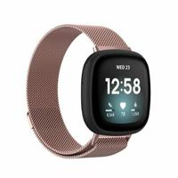 By Qubix - Compatible met Fitbit Versa 3/4 & Sense 1/2 milanese bandje - Small - Rosé goud - Compatible fitbit bandje