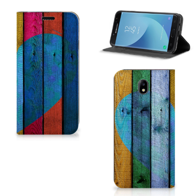 Samsung Galaxy J7 2017 | J7 Pro Book Wallet Case Wood Heart - Cadeau voor je Vriend