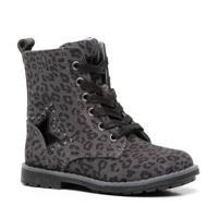 Scapino TwoDay leren veterboots panterprint grijs/zwart