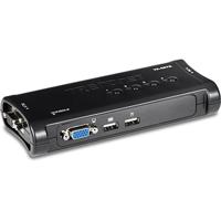 TRENDnet 4-poorts USB KVM-switchkit, VGA- en USB-aansluitingen, resolutie 2048 x 1536, bekabeling inbegrepen, besturing tot 4 computers, compatibel met Windows, Linux en Mac OS, wit, TK-407K