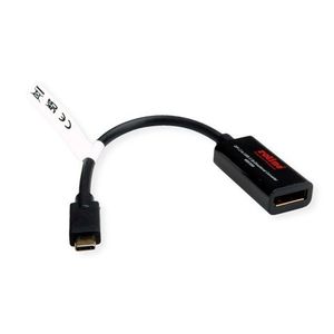 ROLINE USB Type C - DisplayPort, v1.2, bidirectionele kabeladapter, M/F, 0,2 m