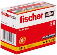 fischer plug S 6, nylon pluggen met 2-voudige spreiding voor een snelle montage en stevige verankering in materialen zoals beton, natuursteen, bakstenen en kalkzandsteen, 100 stuks