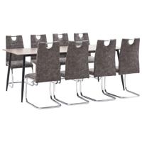 vidaXL 9-delige Eethoek kunstleer bruin