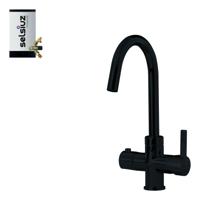 Selsiuz kokend water kraan met titanium combi extra boiler en C-uitloopkraan zwart