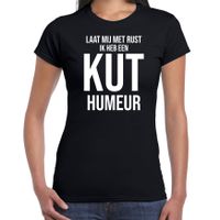 Laat mij met rust ik heb een kut humeur fun tekst t-shirt zwart voor dames