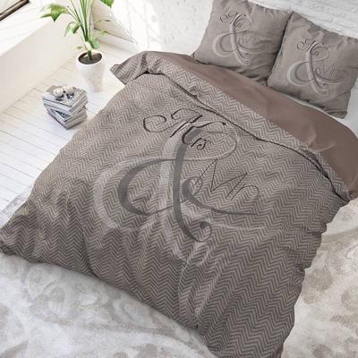 DreamHouse Bedding Mr and Mrs Knitted - Taupe Lits-jumeaux (240 x 220 cm + 2 kussenslopen) Dekbedovertrek