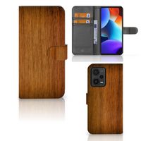 Xiaomi Redmi Note 12 Pro Plus Book Style Case Donker Hout - thumbnail