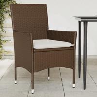 Tuinstoelen 2 st met kussens poly rattan bruin - thumbnail