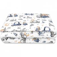 Dekbedset met Print Cars Blauw 135x100 cm + Kussen 40x60 cm - thumbnail