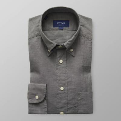 Eton Heren Overhemd Grijs Flannel Button-Down Contemporary Fit Eton Heren Overhemd Grijs Flannel Button-Down Contemporary Fit