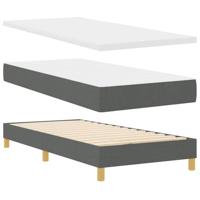 vidaXL Boxspringbed met Matras in Donkergrijs, 90 x 200 cm, Stof.