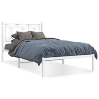 Bedframe met hoofdbord metaal wit 100x190 cm