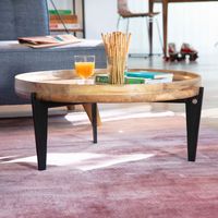 Tom Tailor Ronde Salontafel Winfield Mangohout en metaal, 75cm - Bruin - thumbnail