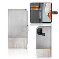 OnePlus Nord N100 Book Style Case Wood Concrete - thumbnail