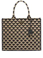 Prada grand sac cabas Symbole en jacquard - Noir - thumbnail