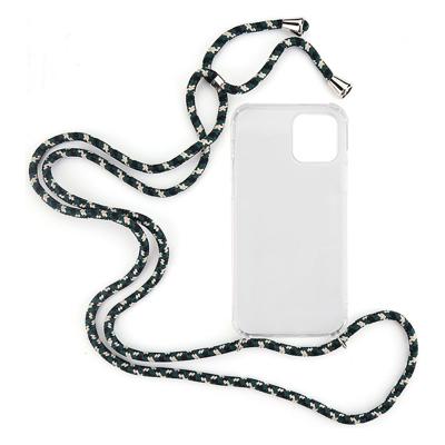 Shop4 - iPhone 12 Pro Hoesje - Zachte Back Case met Koord Camouflage Groen