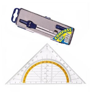 Geodriehoek met passer wiskunde school set