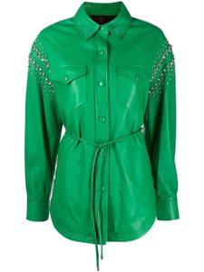 Philipp Plein chemise en cuir à détails de clous - Vert