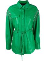 Philipp Plein chemise en cuir à détails de clous - Vert - thumbnail