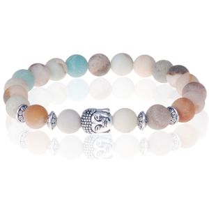 Memphis kralen armband Frosted Amazoniet Buddha