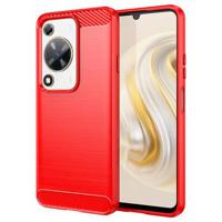 Huawei Enjoy 70 Geborsteld TPU Hoesje - Koolstofvezel - Rood - thumbnail