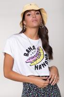 Colourful Rebel Banana Cropped T-shirt  Wit Dames - Boxy Fit - Organisch Katoen