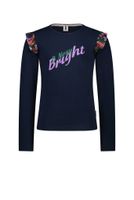 B.Nosy Meisjes shirt mesh ruffels - Navy blauw - thumbnail