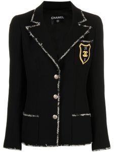 CHANEL Pre-Owned blazer Emblem à bords en tweed (2005) - Noir