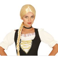 Fiestas Guirca Verkleed pruik lang met vlecht - blond - voor dames - one size   -