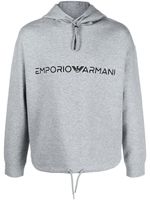 Emporio Armani hoodie à logo brodé - Gris - thumbnail