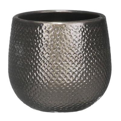 Bloempot brons ribbels keramiek voor kamerplant H12 x D14 cm - Plantenpotten Bloempot brons ribbels keramiek voor kamerplant H12 x D14 cm - Plantenpotten