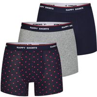 Happy Shorts Happy Shorts 3-Pack Boxershorts Heren Hartjes Blauw/Grijs