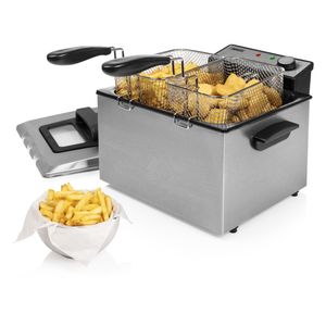 Princess 185000 Friteuse met koudezone 3270 W Zwart, Zilver (mat)