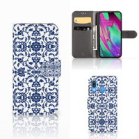 Samsung Galaxy A40 Hoesje Flower Blue - thumbnail