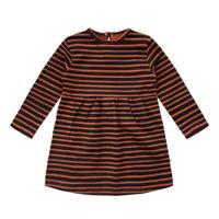 Your Wishes gestreepte baby A-lijn jurk met biologisch katoen bruin/zwart