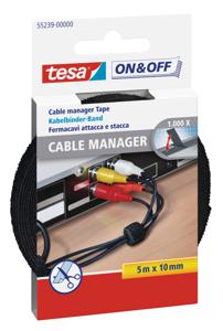 TESA On & Off 55239-00-00 Klittenband kabelbinder Om te bundelen Haak- en lusdeel (l x b) 5000 mm x 10 mm Zwart 1 stuk(s)