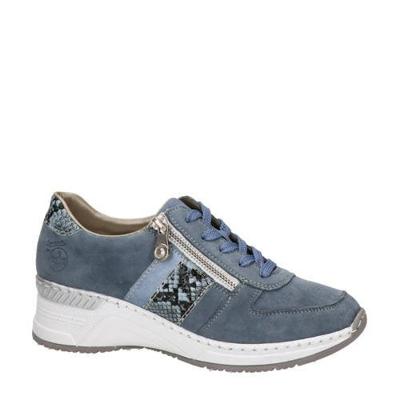 Rieker suède sneakers met slangenprint blauw Rieker suède sneakers met slangenprint blauw