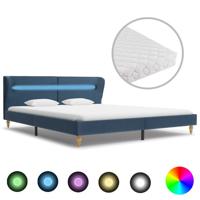 vidaXL Bed met LED en matras stof blauw 160x200 cm