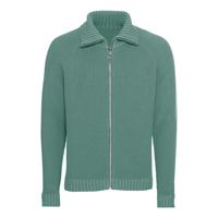 Gebreid schippersvest van bio-katoen met opstaande kraag, zeegras M